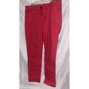 ELLE Women's Solid Bright Pink Mid-Rise Skinny Denim Jeans Pants Size 10